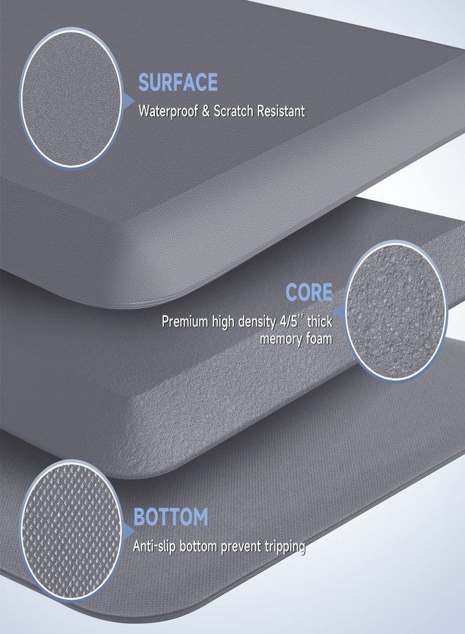 StepRite 4/5 Inch Thick Kitchen Mat Anti Fatigue Mat Kitchen Rugs Kitchen Decor Non-Slip, Stain & Water Resistant, Kitchen Mats Desk Mat for Kitchen, Office, Workshop, Grey, 17'' x 39'' - Image 3